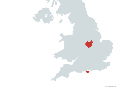 Map showing relative locations of Leicestershire and the Isle of Wight for school trips
